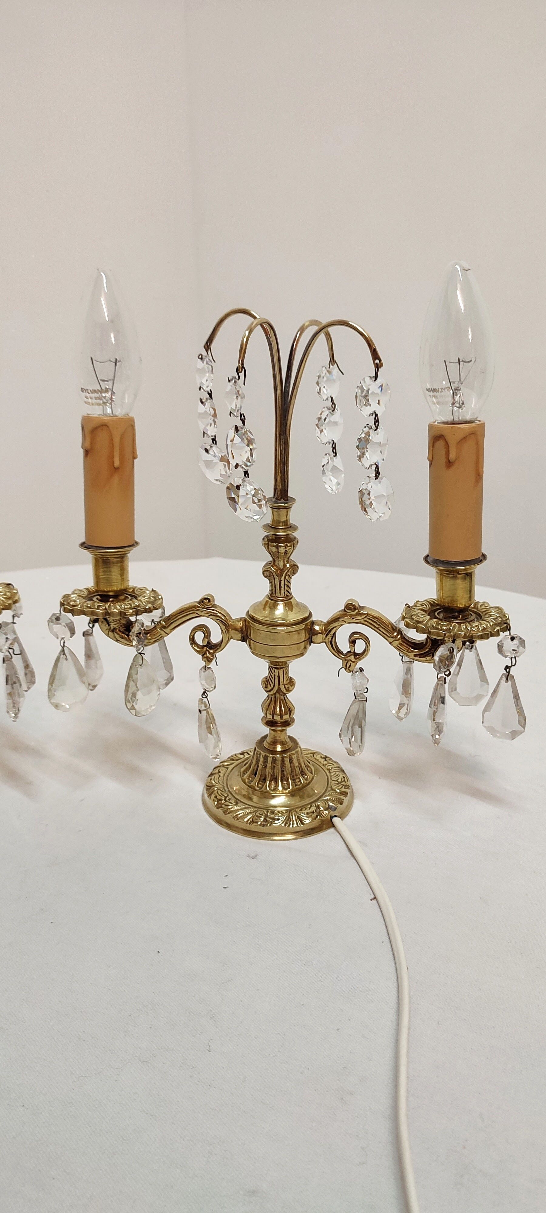 Classic bronze and crystal sconces. France 1950s.