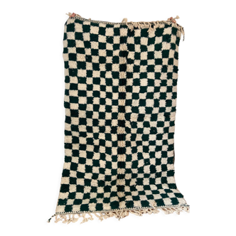 Berber carpet blessed ouarain checkerboard green