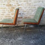 Chaises a coques et tissu  vert