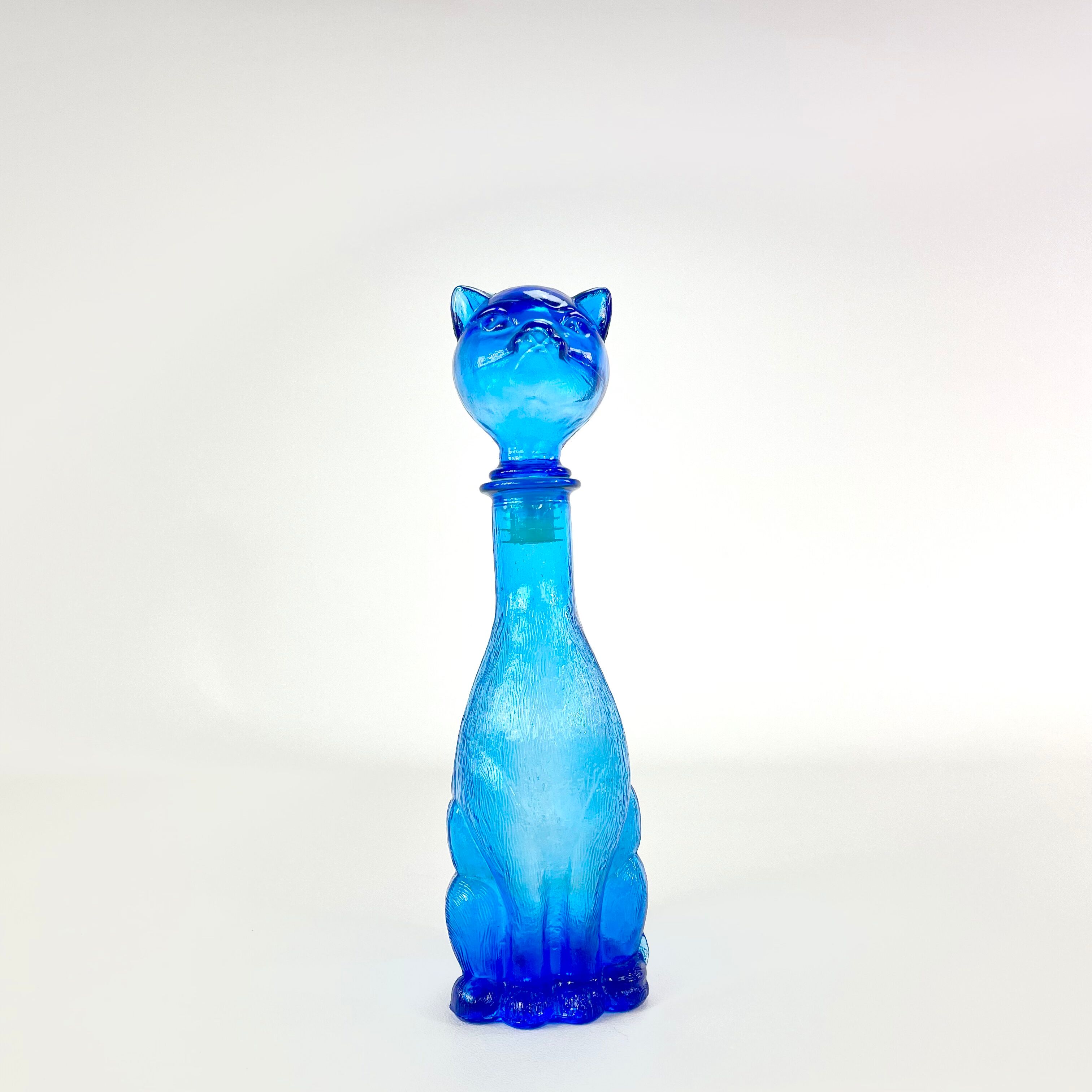 Glass cat decanter from empoli, italy