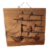 Vintage tapestry boat decor