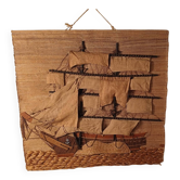 Vintage tapestry with a boat motif