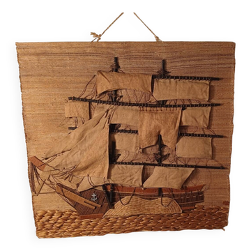 Vintage tapestry boat decor
