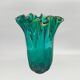 1970s Astonishing Emerald Green "Fazzoletto" Vase by Michielotto in Murano Glass. Made in Italy