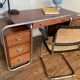 Bureau bauhaus vintage tubulaire annee 1930 en acajou