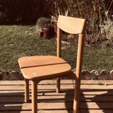 Paire de chaises bois massif P.G. Delaye “Grain de café”