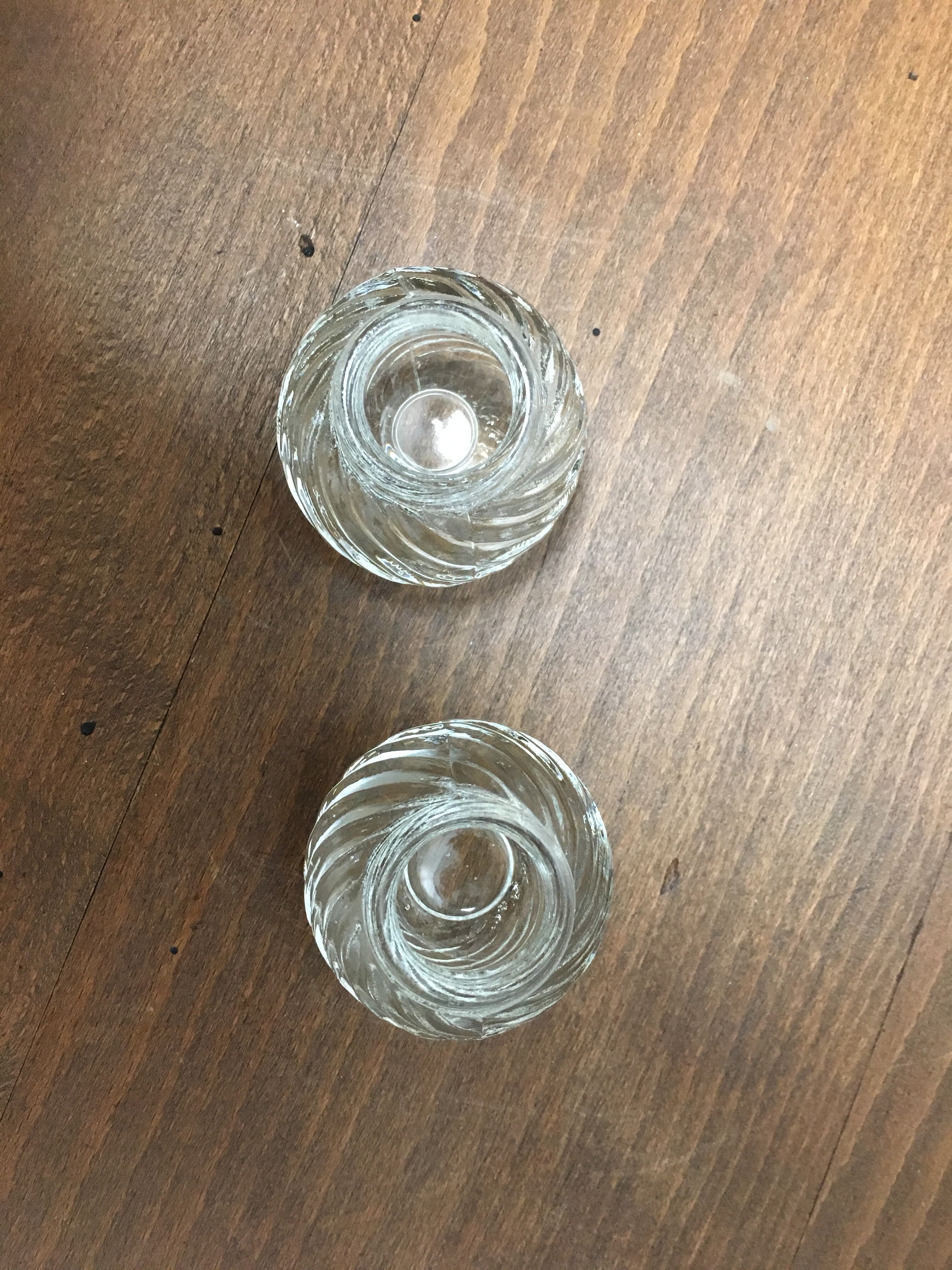 Pair of glass candlesticks