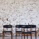 Set of 5 Scandinavian chairs in teak and faux leather, 1960.