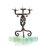 Vintage brutalist hand forged iron candle holder