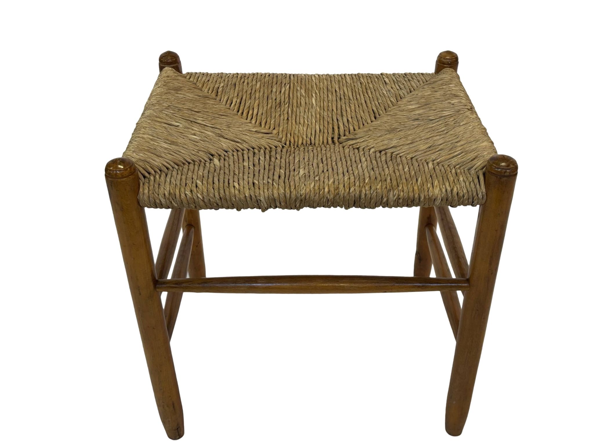 Tabouret vintage en corde de papier danois tabouret ottoman du milieu du siècle