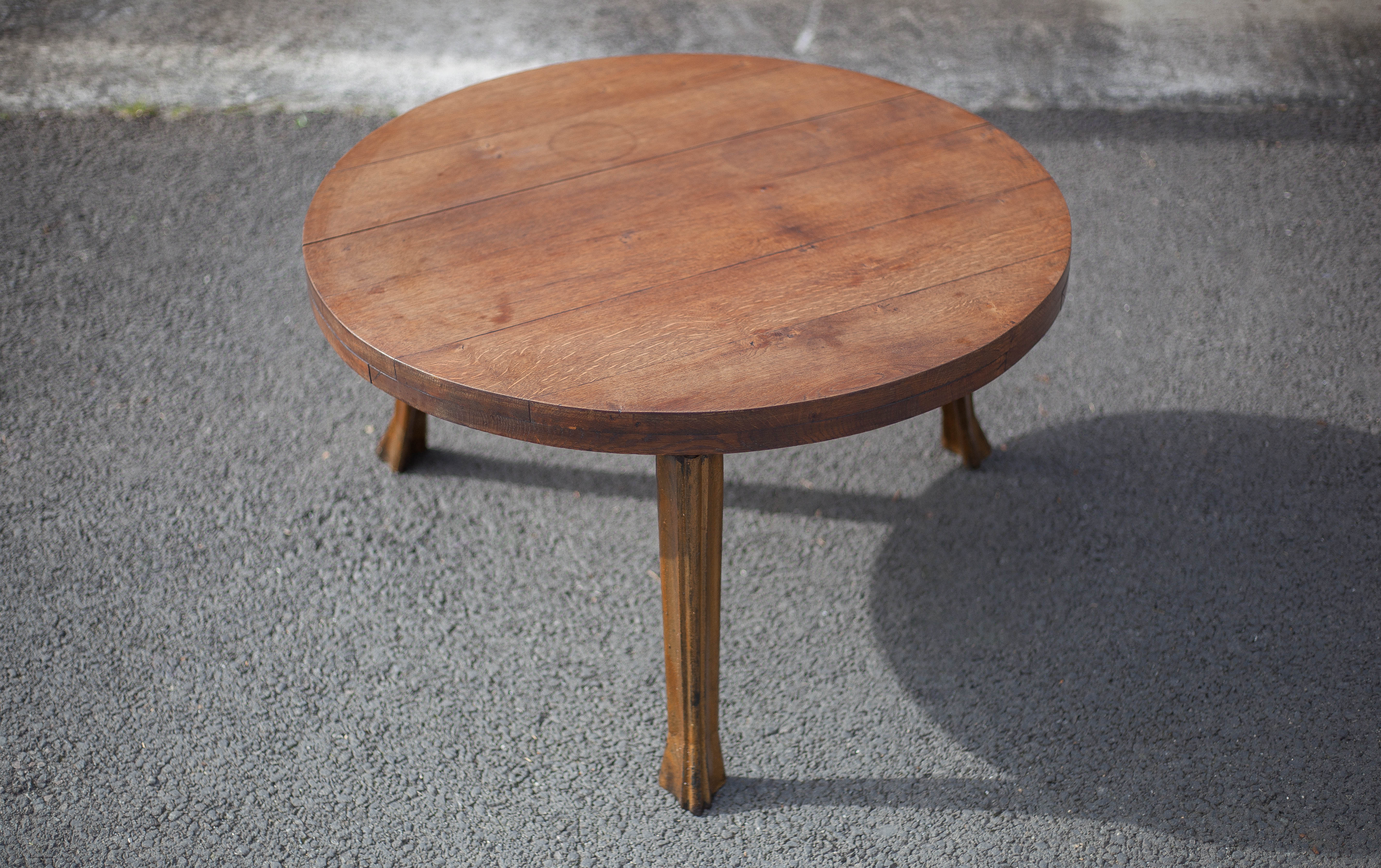 Wooden coffee table with cast iron legs