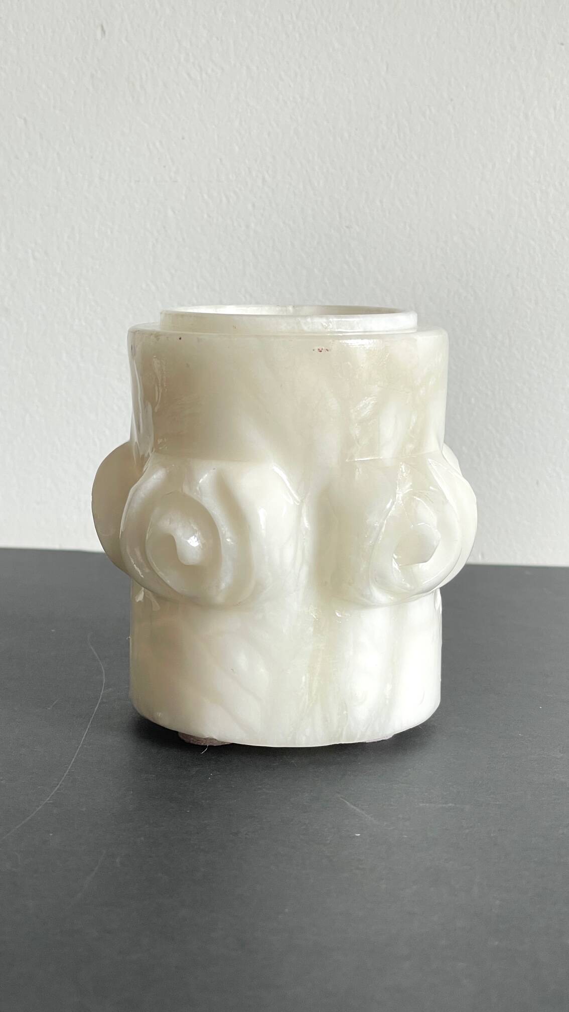Vintage alabaster stone pencil pot