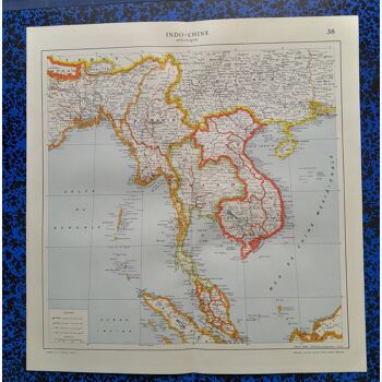 Carte géographique issue Atlas  Quillet 1925 : carte Indo -Chine    politique