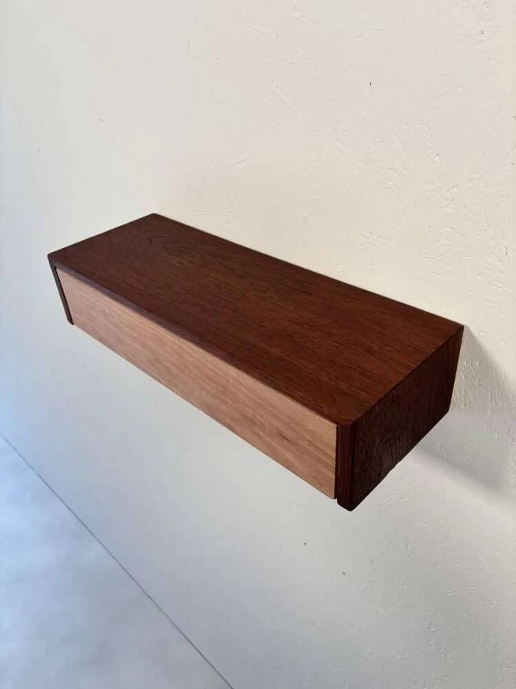 Vintage floating commode in teak and beech wood from the 1960s.