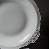 Large hollow serving dish, fine white Limoges porcelain, vintage/antique