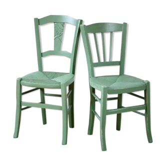 Pair of green mulched chairs