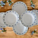 6 antique deep plates in earthenware from Saint-Amand (Nord)