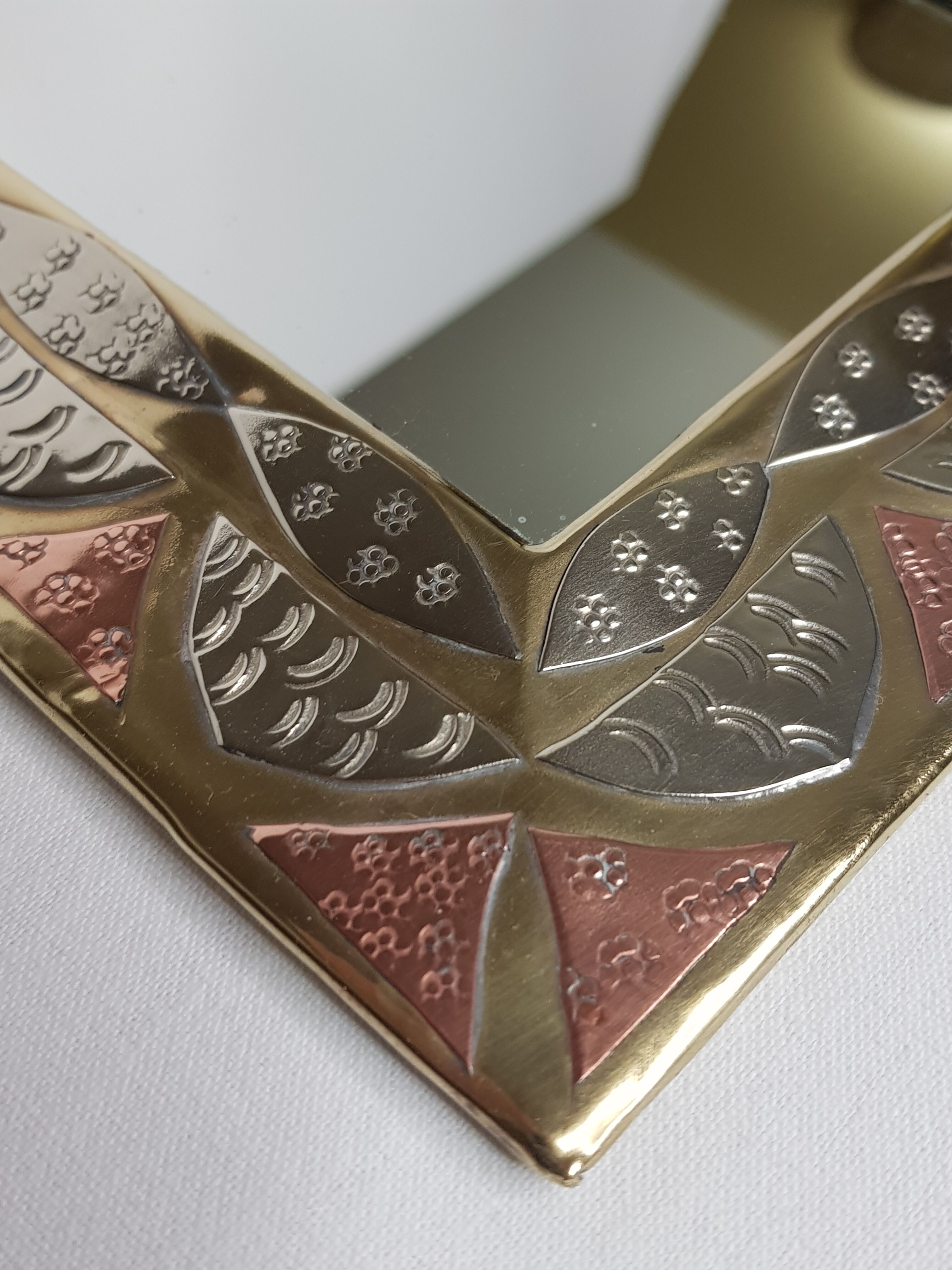 Set of two Moroccan mirrors in brass in the shape of arches