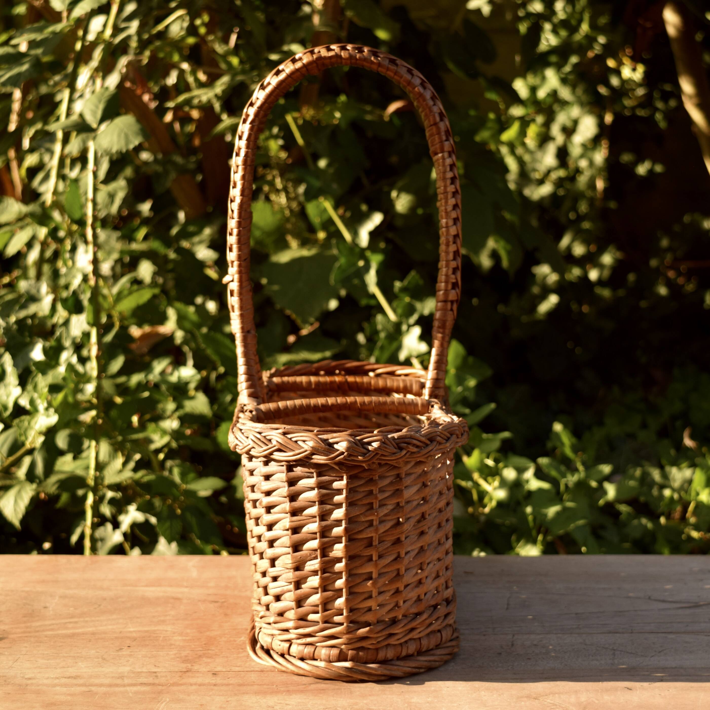 Vintage wicker bottle holder basket