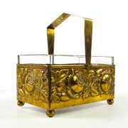 Art Deco nut and fruit basket, brass, crystal, Germany, 1930s