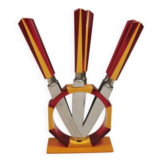 Set de couteaux à fruits, Art Déco. Solingen, Allemagne 1920-1940.