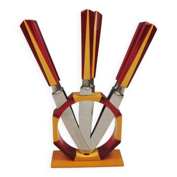 Set de couteaux à fruits, Art Déco. Solingen, Allemagne 1920-1940.