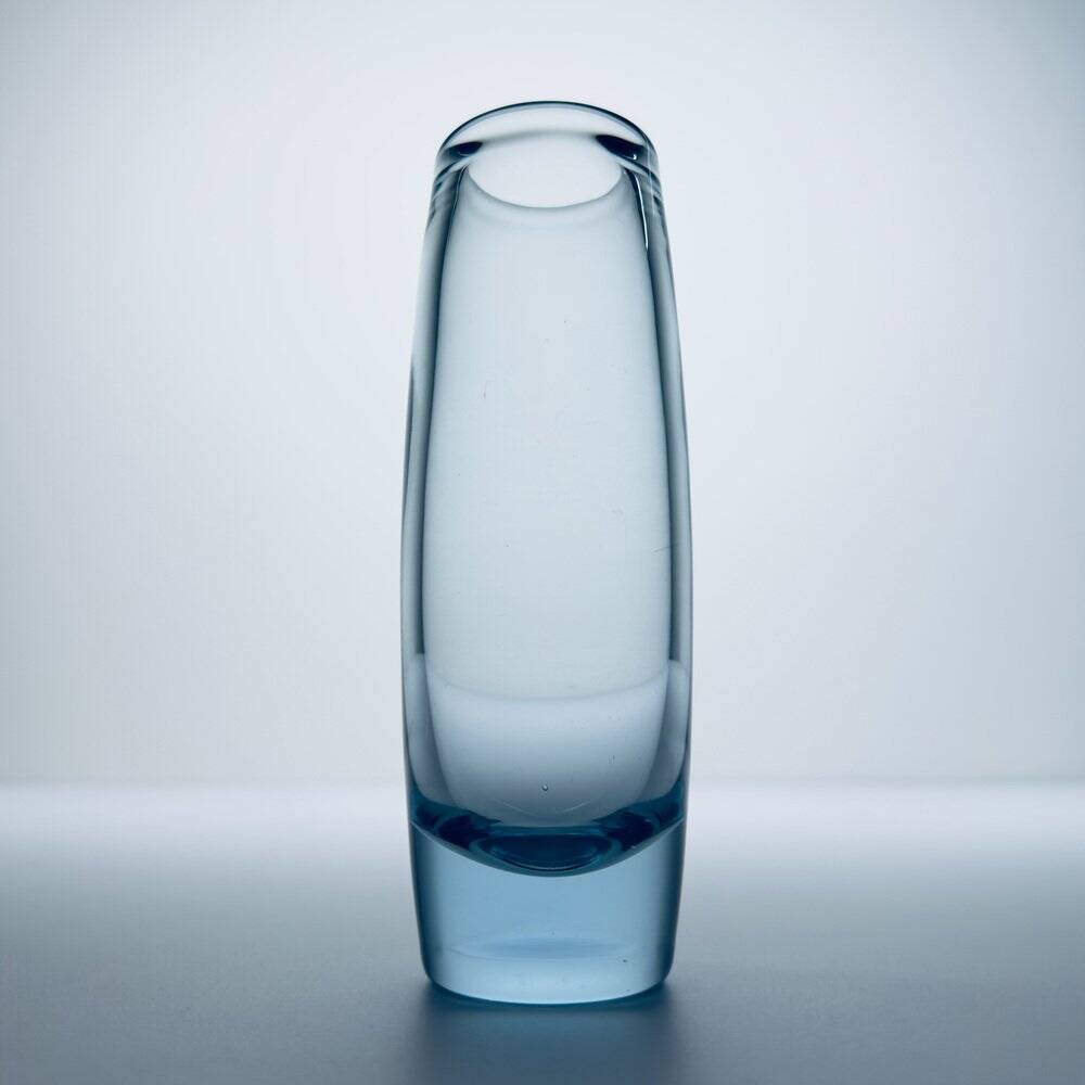 Original blue glass vase by Per Lütken for Holmegaard, Denmark, 1960s.