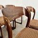 Set of 6 old baumann design sled chairs from the 60s wood and fabric