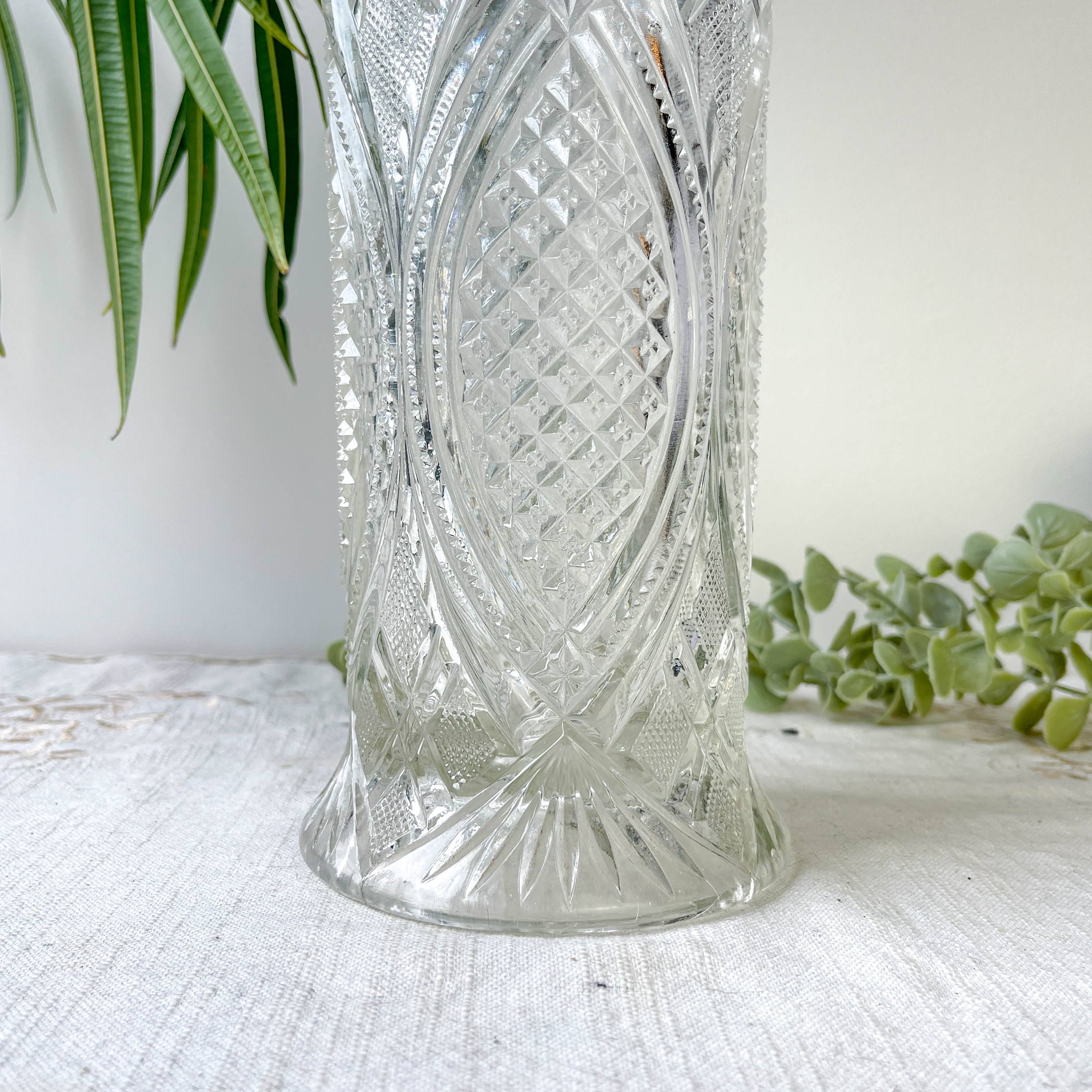 Vase vintage en verre motif géométrique