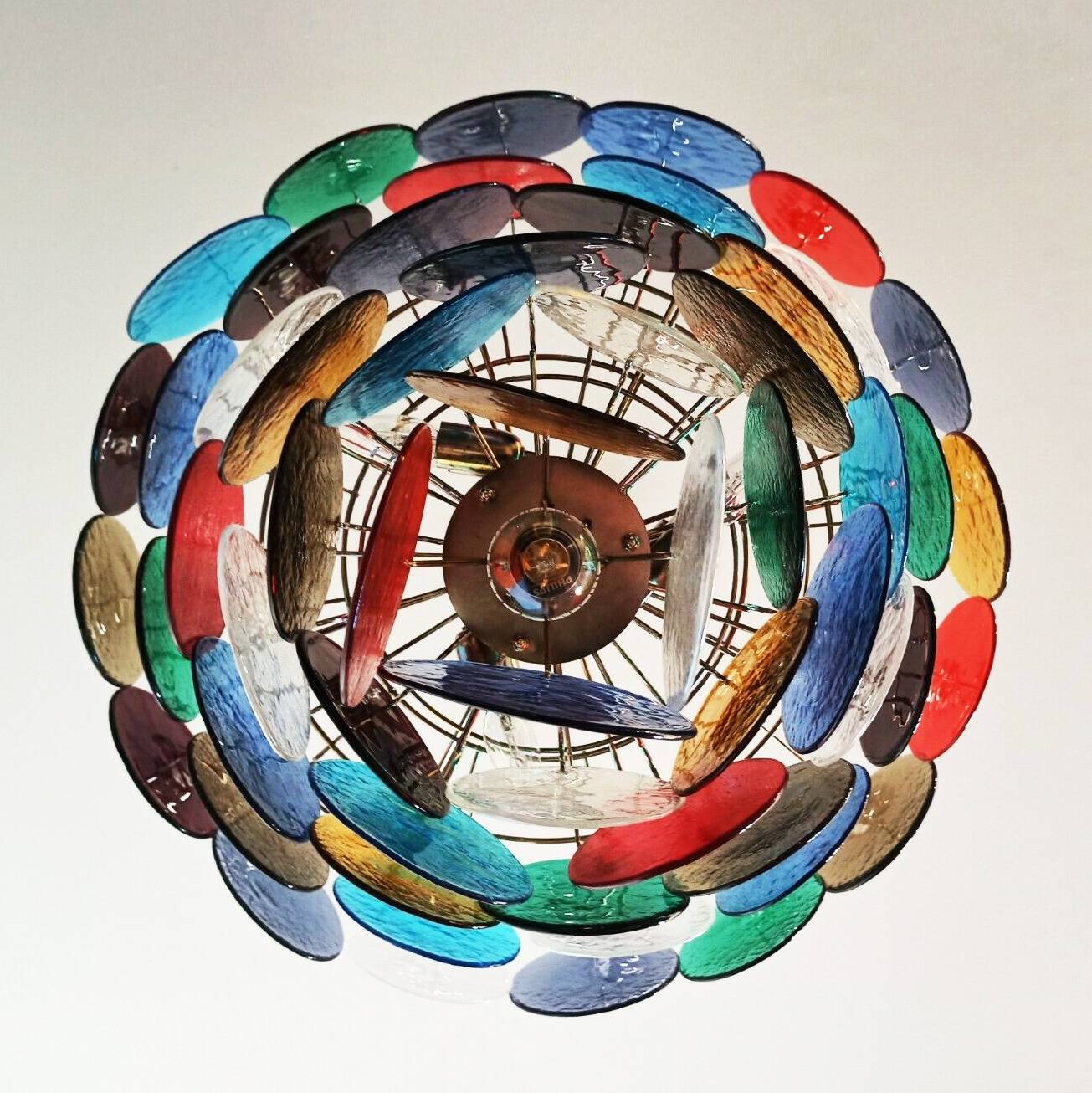 Vintage Murano glass chandelier with 10 lights, Italy 1980.