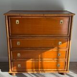 1970s wooden and bamboo bar cabinet