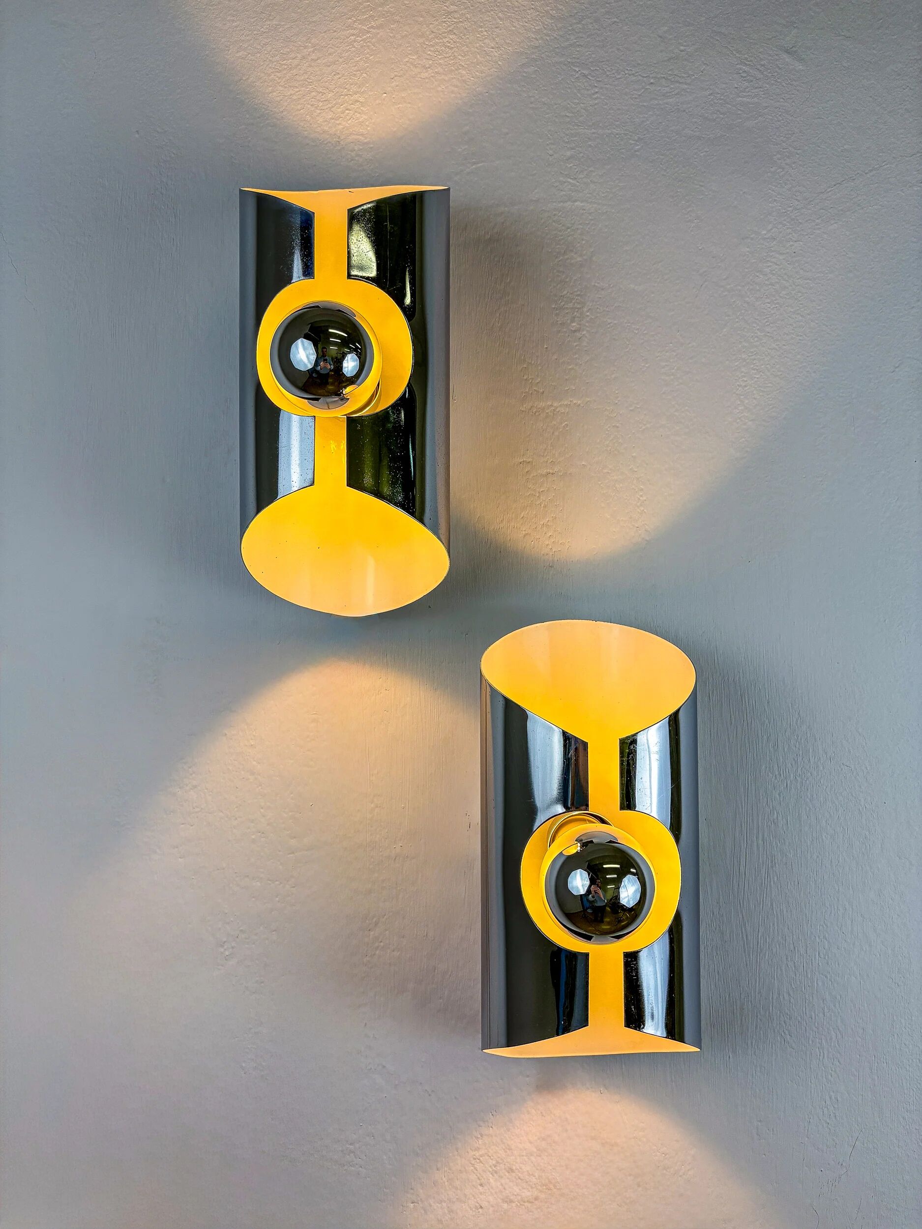 Pair of Space-Age wall sconces, Max Sauze's style, France, 1970s