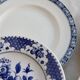 6 mismatched antique blue and white dinner plates – earthenware, porcelain