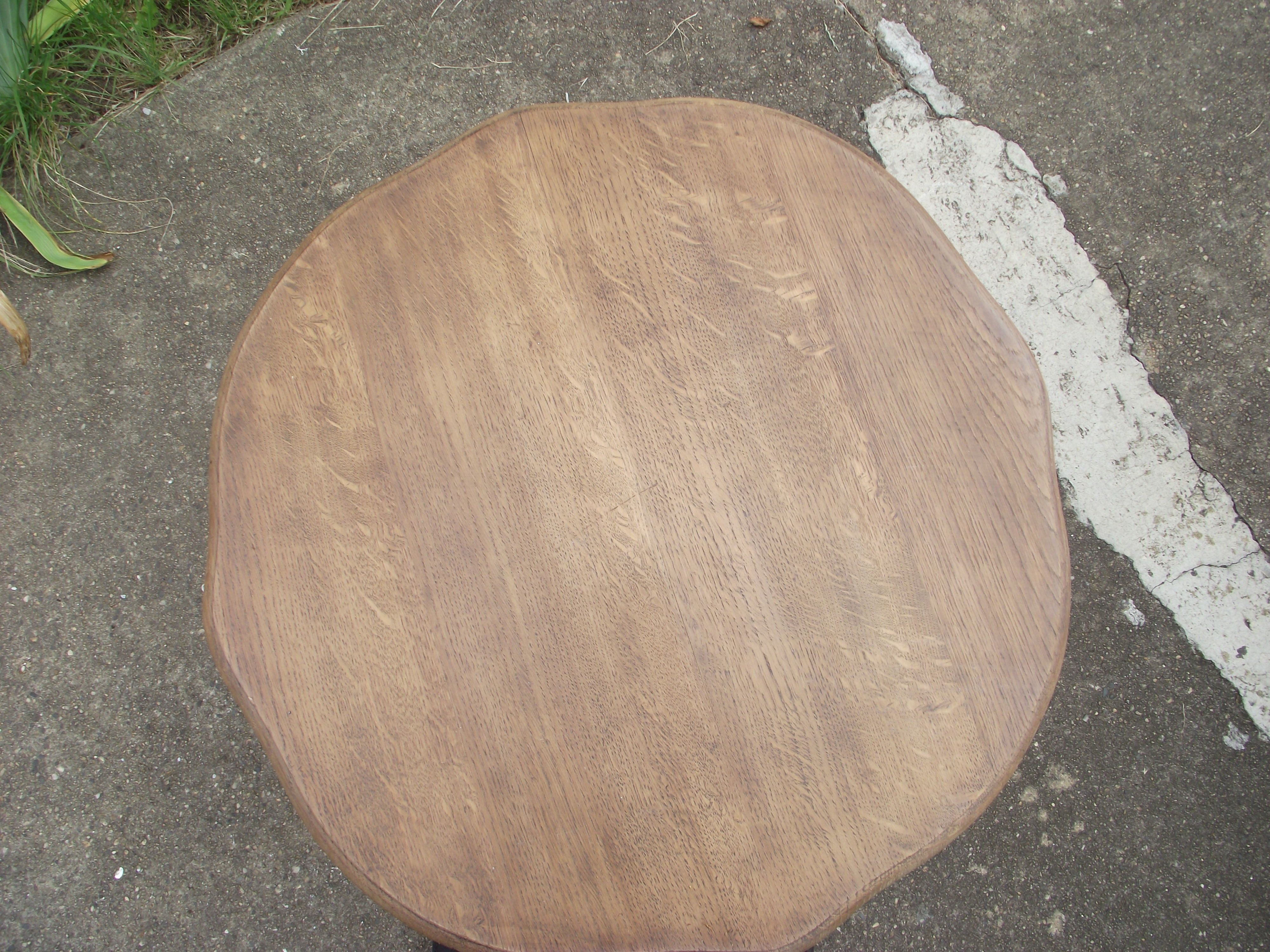 Healed solid oak style Louis XV duck blue base.