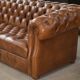 Tan leather tufted Chesterfield sofa