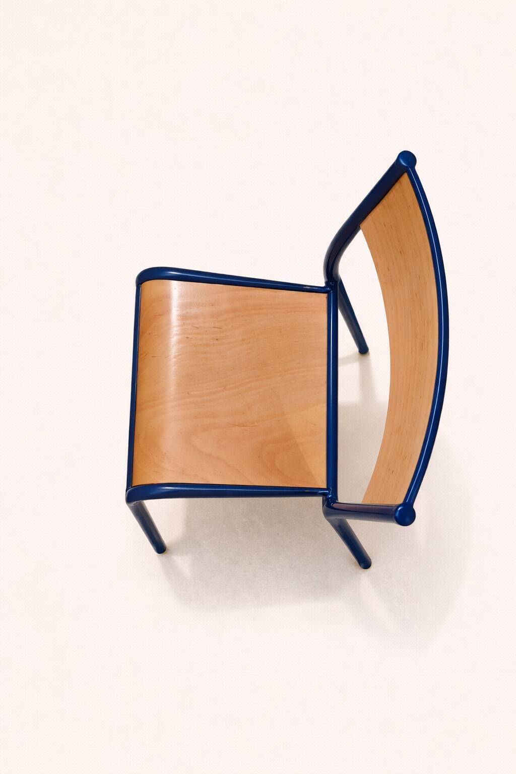 Vintage school chair trio – Coloured metal structure in yellow & blue