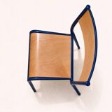 Vintage school chair trio – Coloured metal structure in yellow & blue