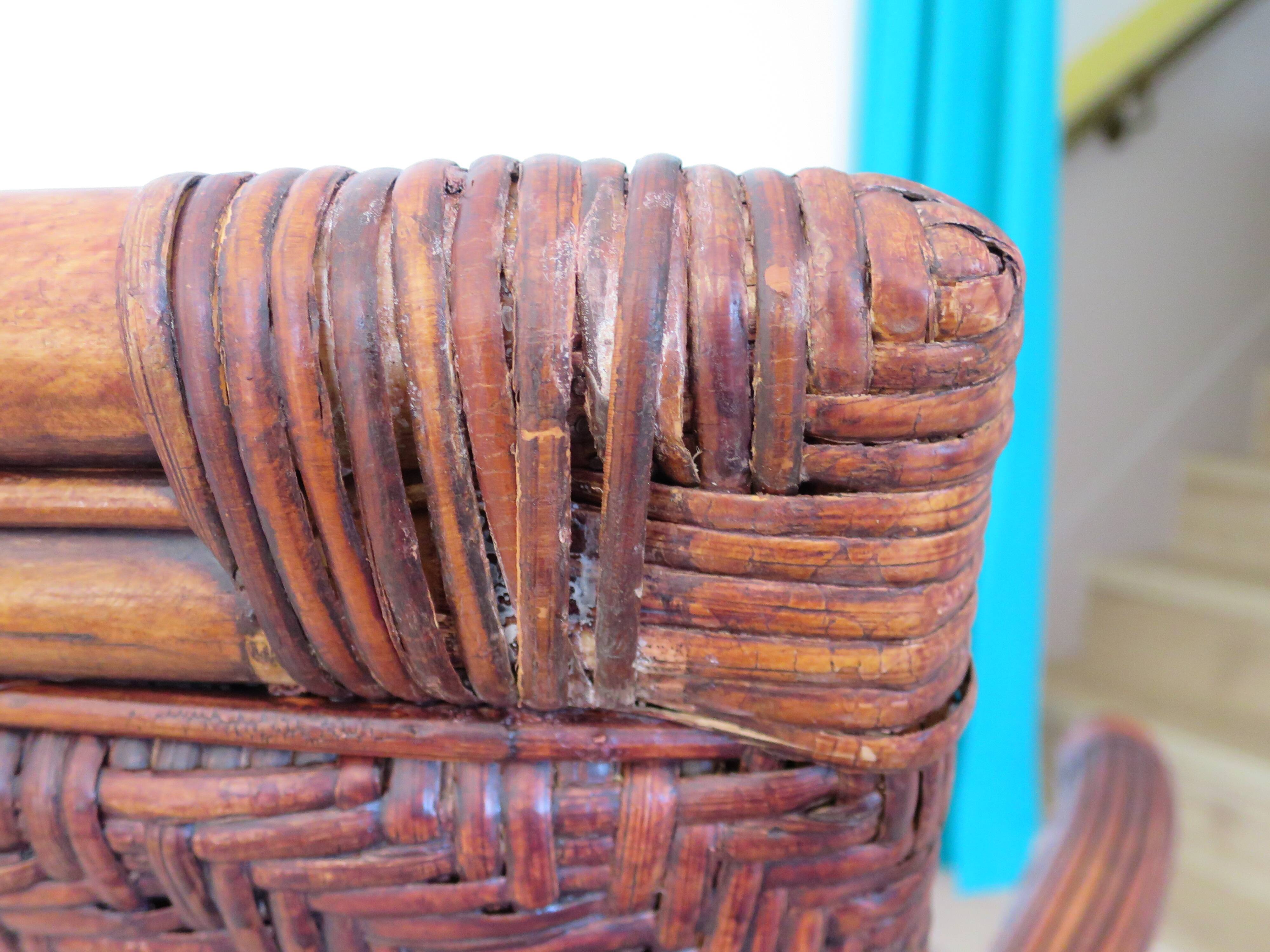 Woven rattan armchair, 1980s