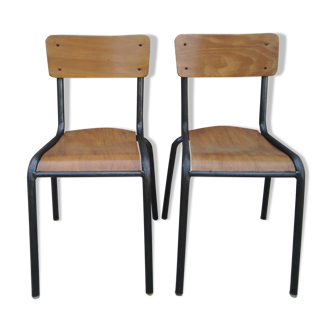 Two vintage school chairs