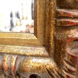 Gold-tinted wooden and stucco rectangular mirror - 1920