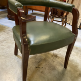 Empire style office armchair in green leather