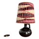 Vintage black ceramic lamp with hand-woven wool shade