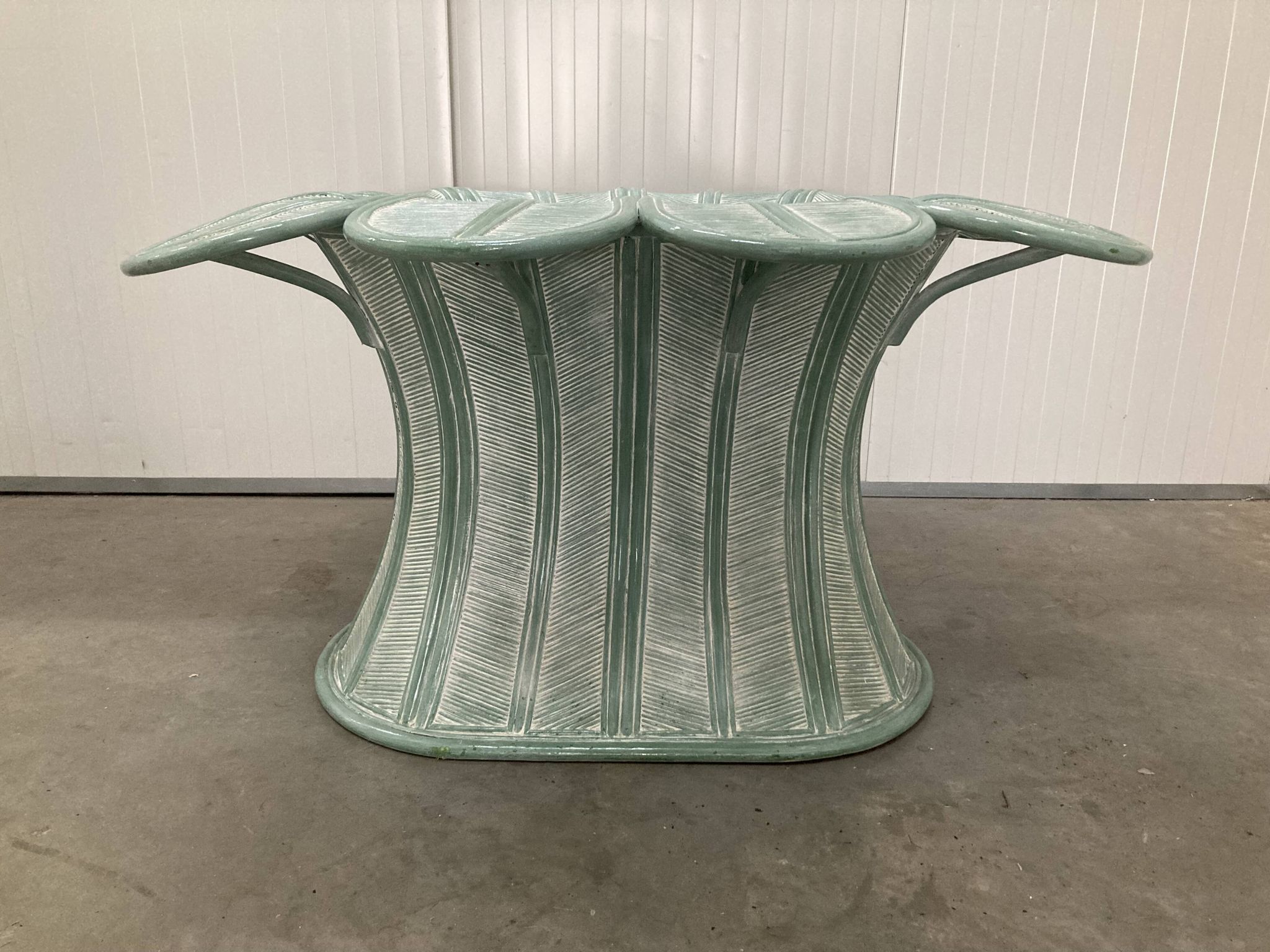Table de salle à manger vintage en bambou et rotin, années 1980