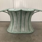 Table de salle à manger vintage en bambou et rotin, années 1980
