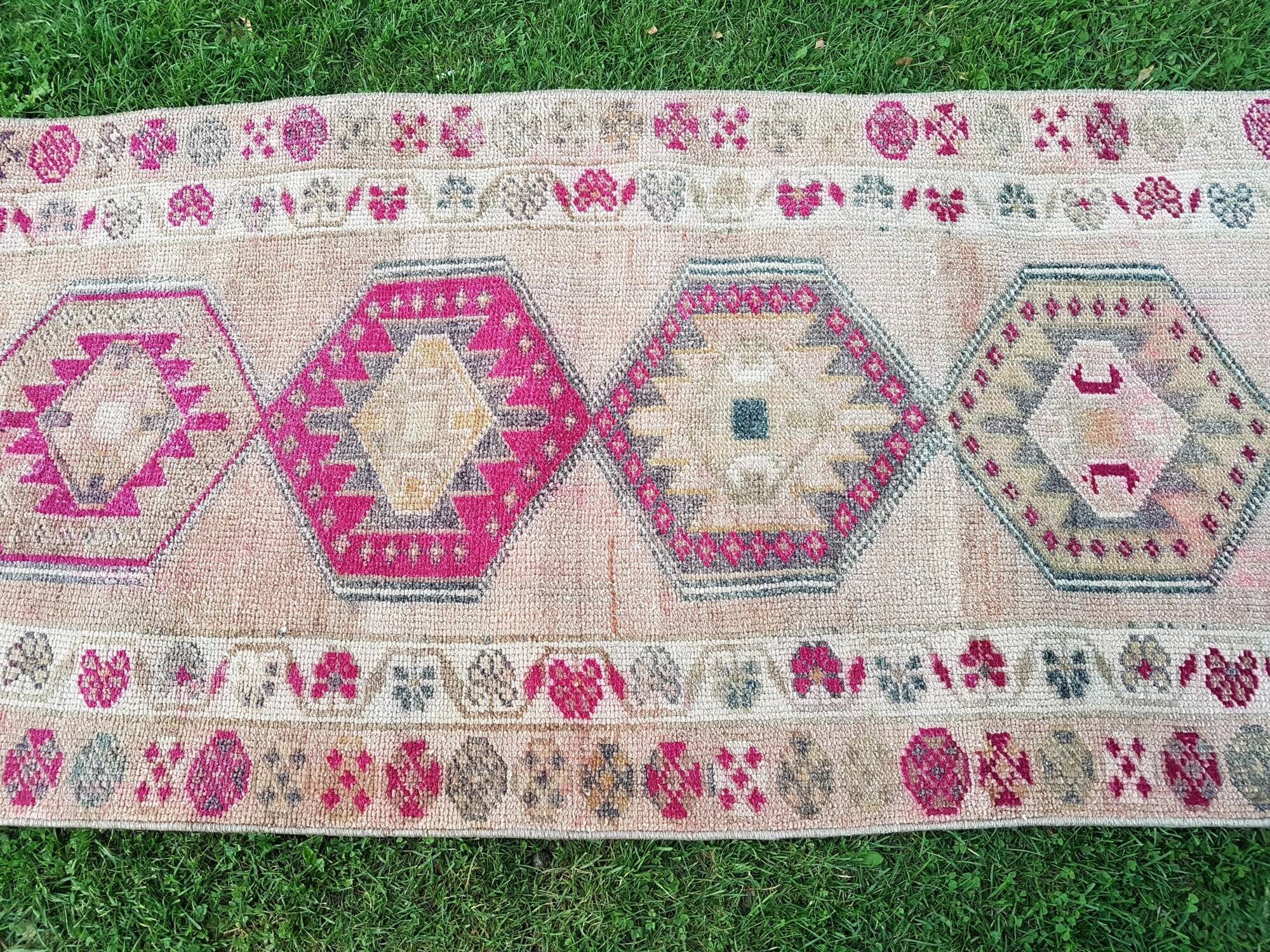 Vintage Turkish hallway rug 86x405 cm