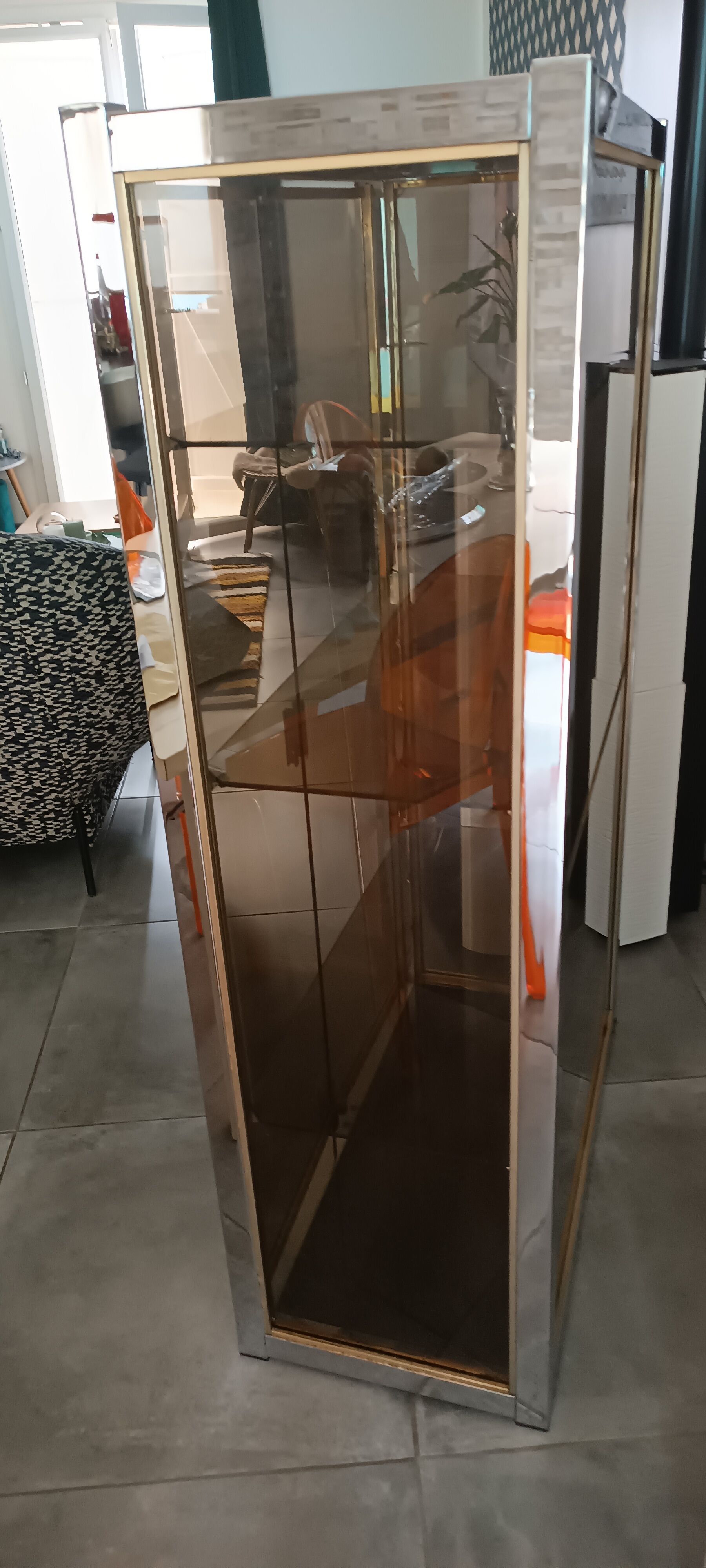 Vintage showcase in brass and chrome Renato Zevi