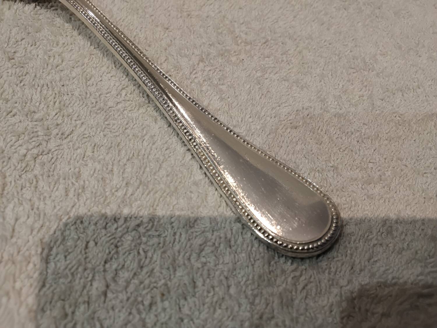 Silver-plated rice serving scoop by Christofle, "Pearls" pattern