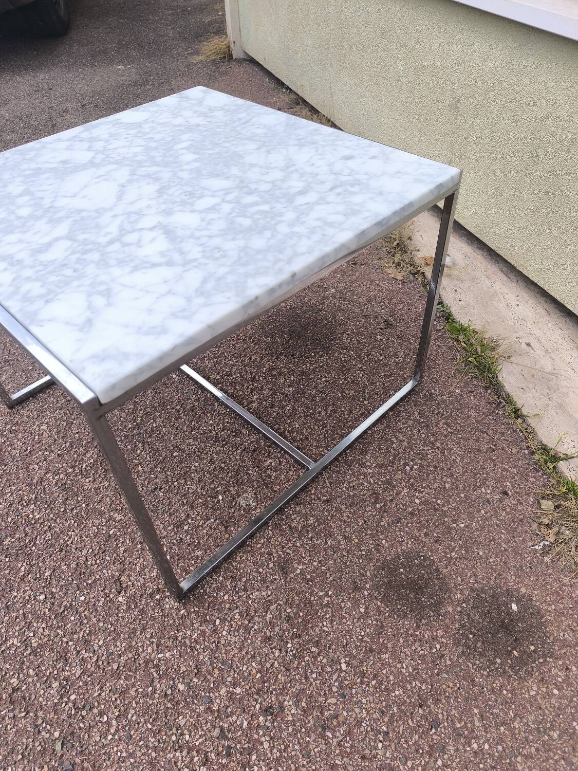 White marble and chrome coffee table, 1970