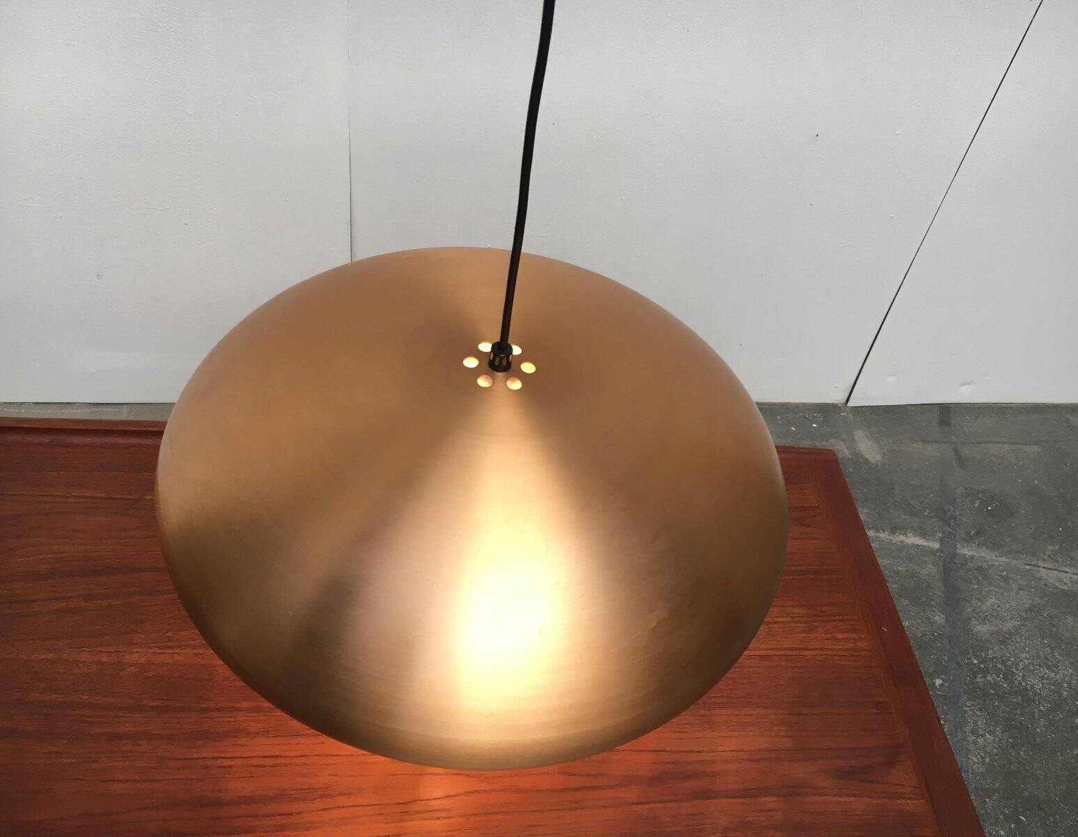 Large suspended copper lamp from mid-century Germany by Goldkant Leuchten.