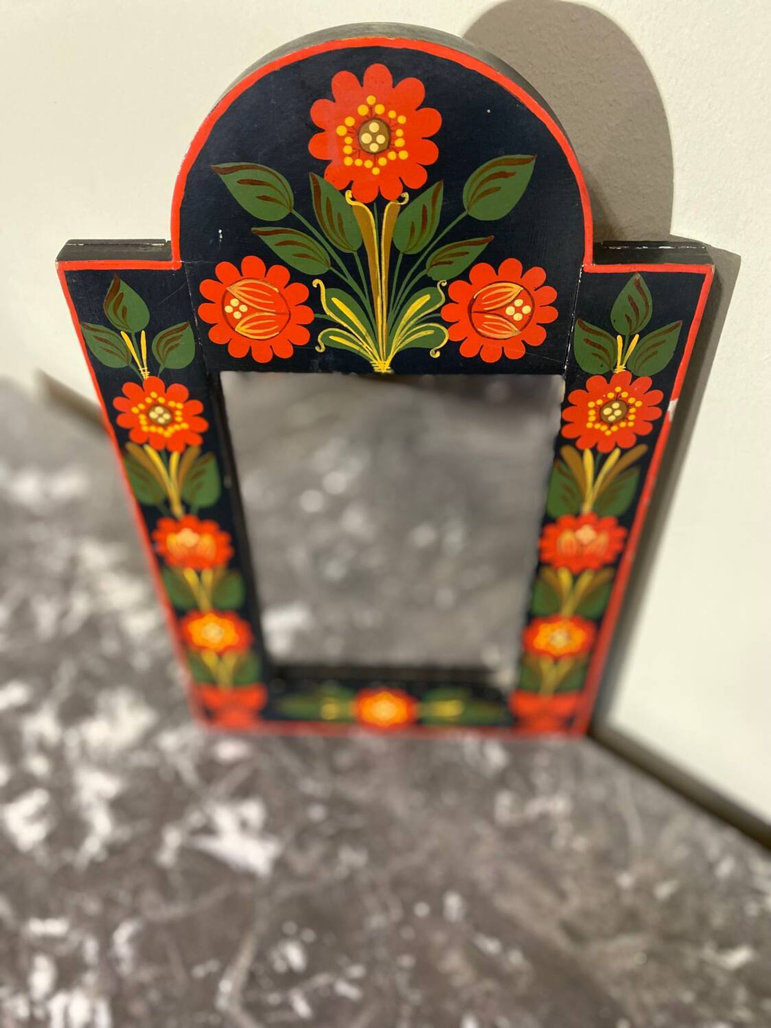 Miroir bohème en bois peint